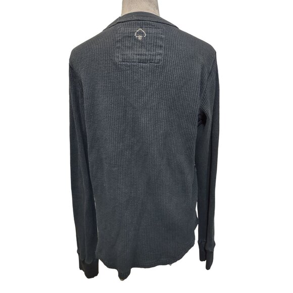 Trailer Vintage Fit Thermal Shirt Blue Waffle Knit Top Crew Neck Thick Medium - Picture 3 of 5